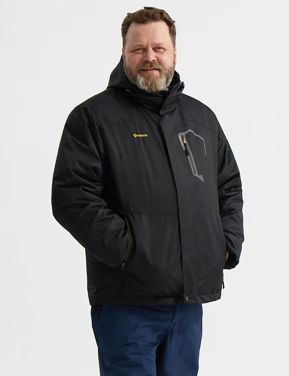 Men'S Waterproof Ski Jacket Winter Snow Coat with Detachable Hood